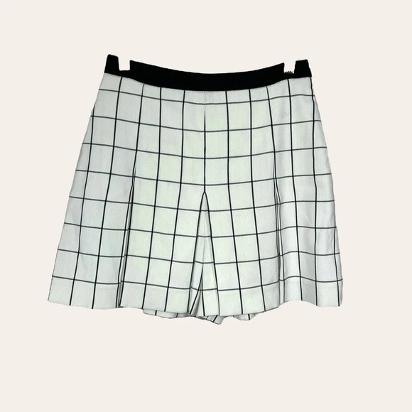Proenza Schouler Ivory Windowpane Check Skort Skirted Shorts Size‎ 4 - Picture 1 of 12
